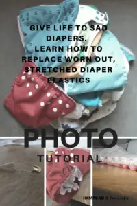 Photo tutorial for fixing diaper elastics on cloth diapers. Anyone who has used cloth diapers, second hand or new, knows that eventually the elastics wear from washing and drying. Here's a great photo tutorial on how to easily replace the elastics yourself! No need to hire someone. Save money and DIY by replacing the worn out elastics at home.