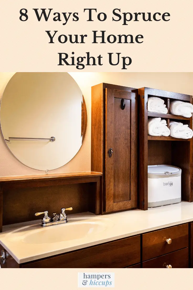 8 Ways To Spruce Your Home Right Up bathroom cabinets mirror vanity hampersandhiccups